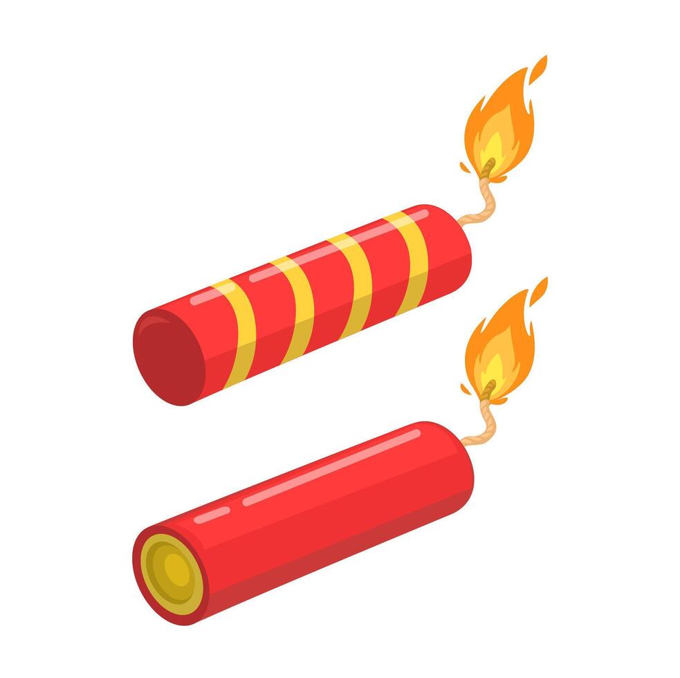 Firework And Dynamite Cartoon Illustration vector