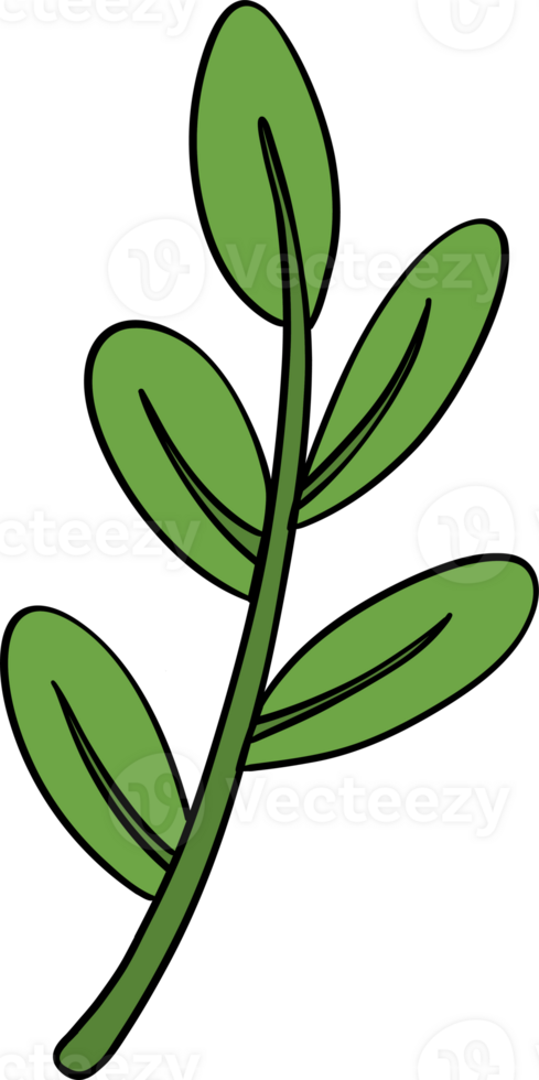Retro flower power leaf lined png