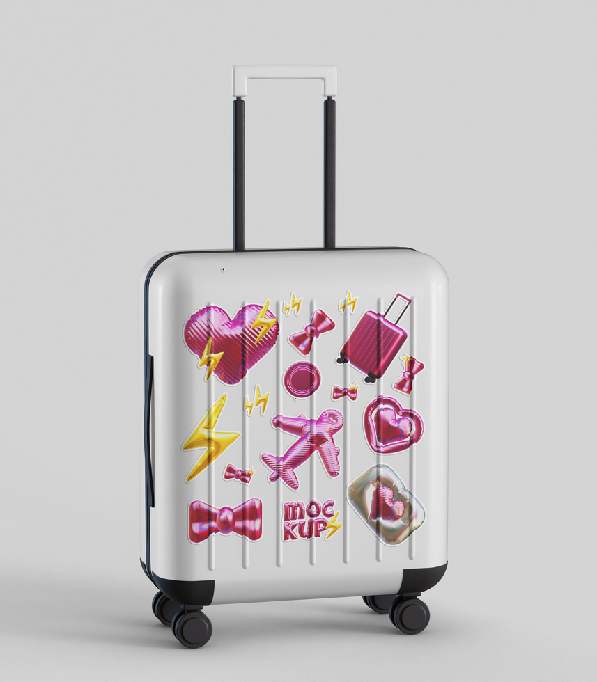 suitcase sticker mockup psd