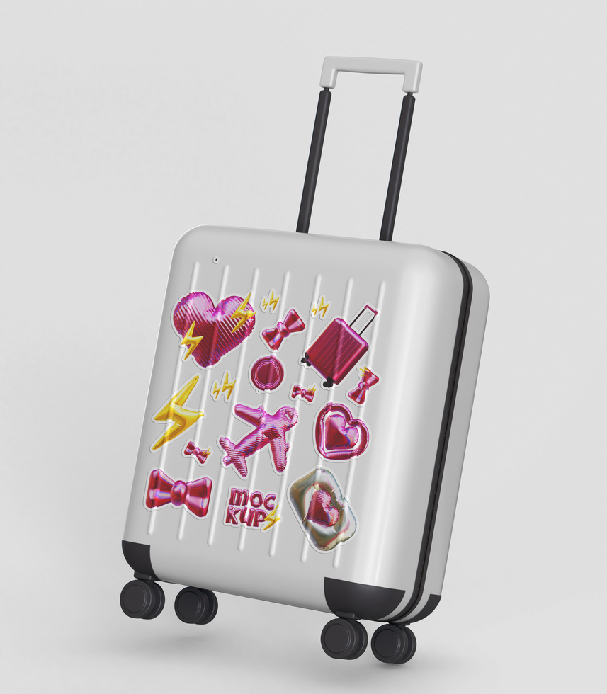 suitcase sticker mockup psd