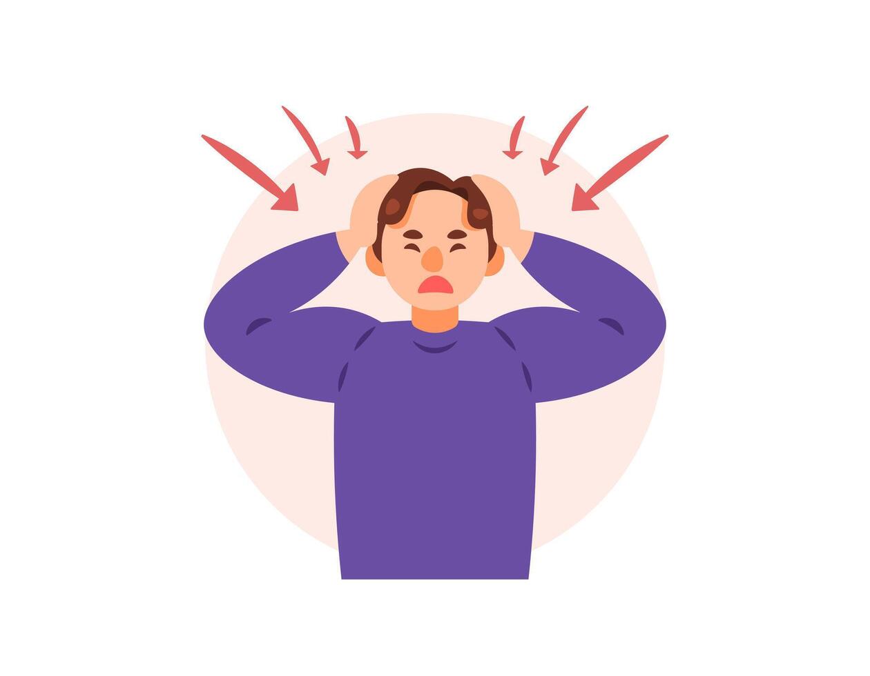 Agitation. a man feels anxious, irritated, angry, even nervous. felt very annoyed because he received a lot of pressure. stress or depression disorders. mental health disorders. illustration concept vector