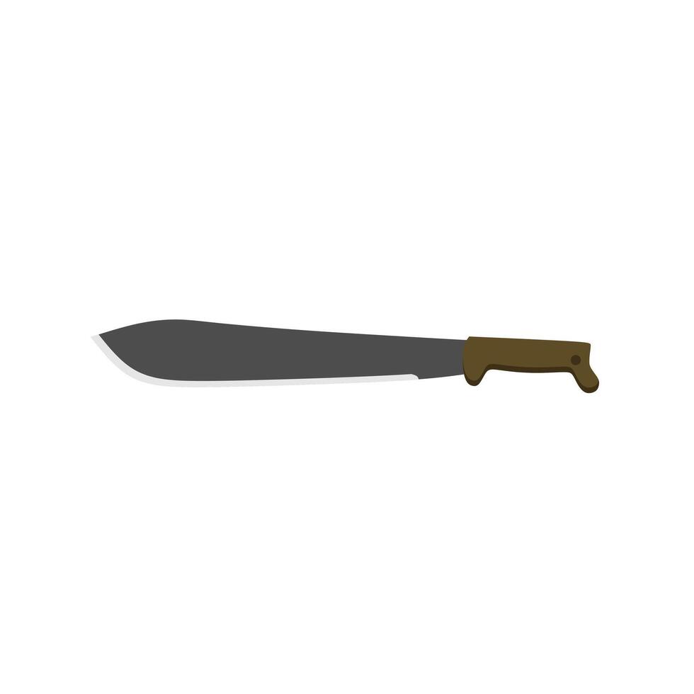 bolo machete flat design illustration isolated on white background. Military hunting knives, Combat weapon blades. Trapper sword and hunter knife blades. Protection concept. Warrior blades vector