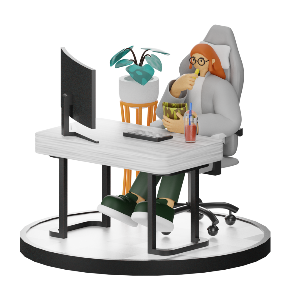 3D Illustrations of Taking a Rest with Tasty Treats png