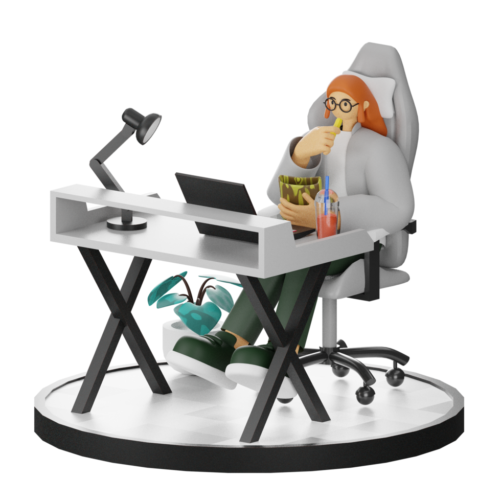 3D Illustrations of Taking a Rest with Tasty Treats png