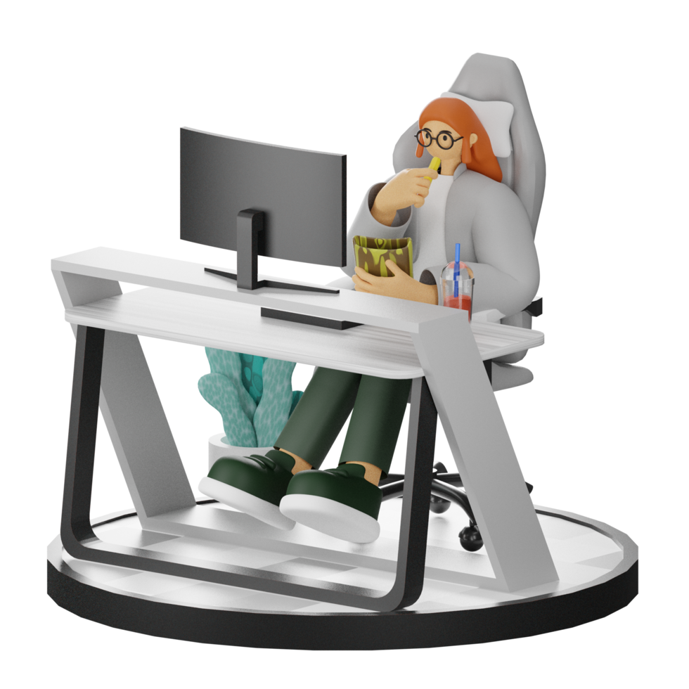 3D Illustrations of Taking a Rest with Tasty Treats png