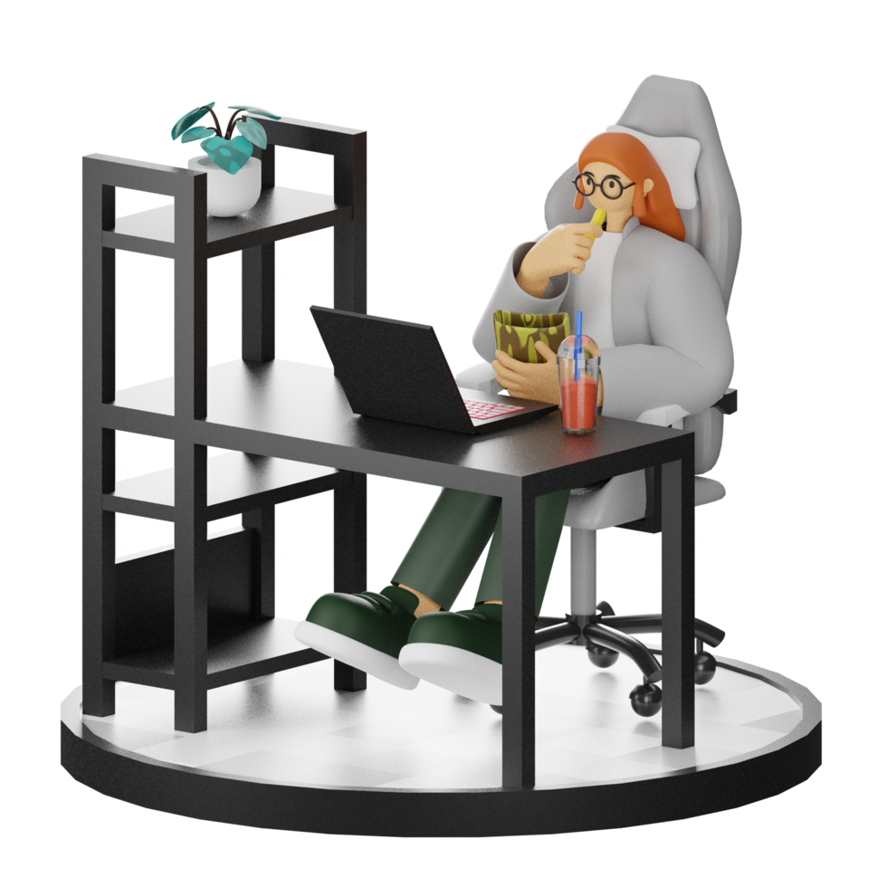 3D Illustrations of Taking a Rest with Tasty Treats png