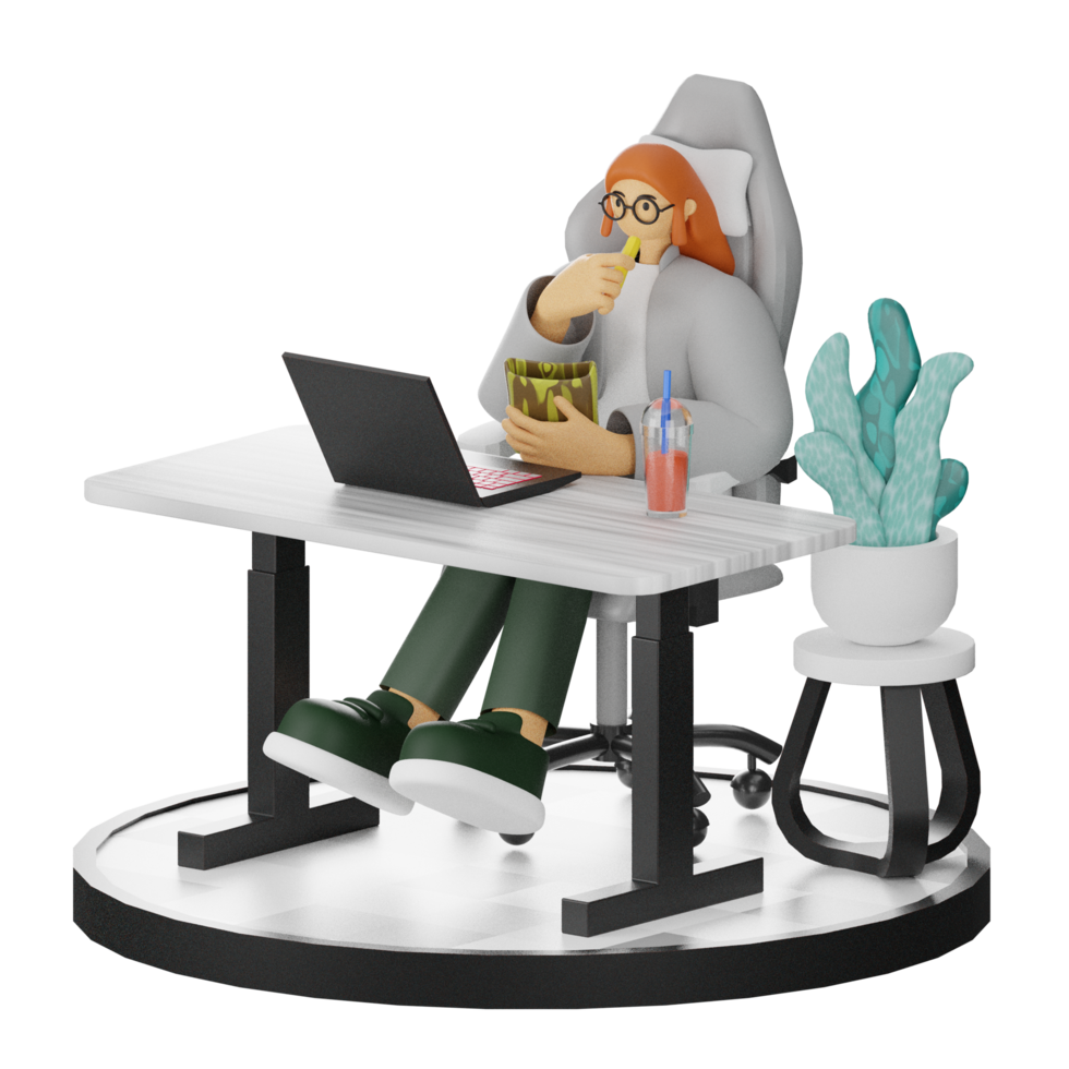 3D Illustrations of Taking a Rest with Tasty Treats png