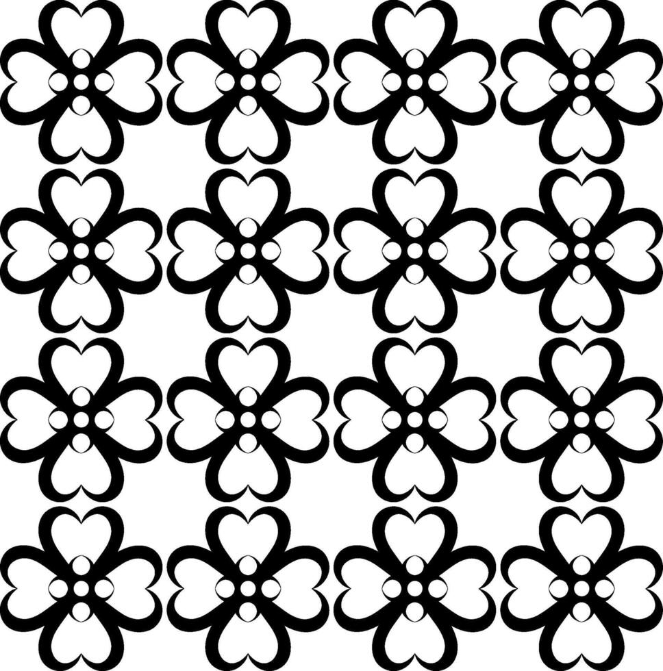 Abstract seamless floral pattern in black on white background vector