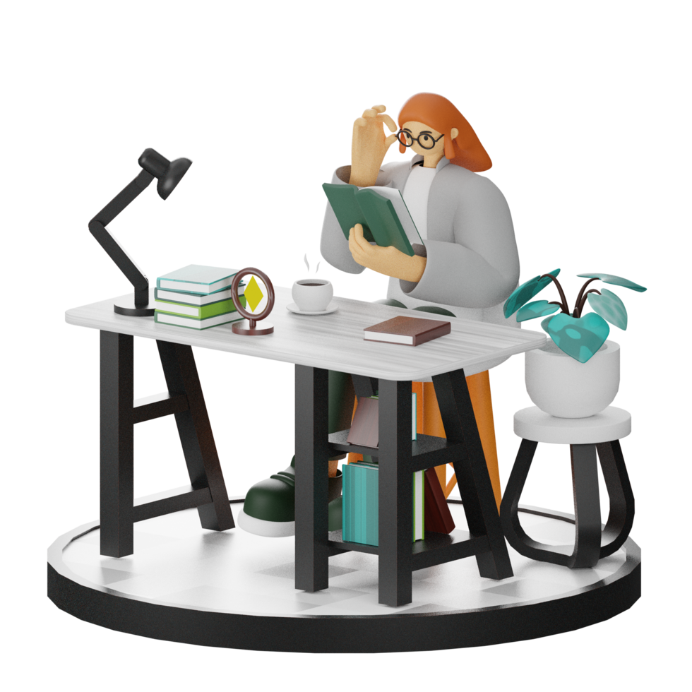 3D Illustrations of the Joy of Reading png