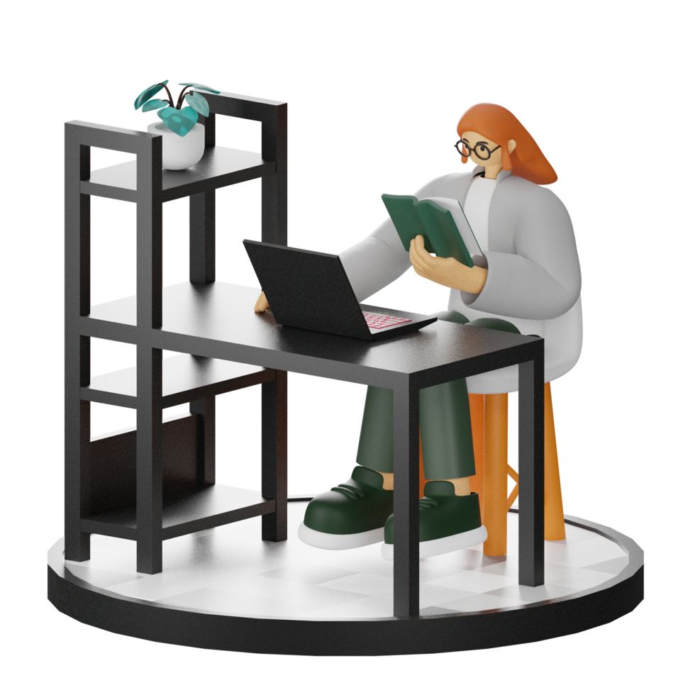 3D Illustrations of the Joy of Reading png