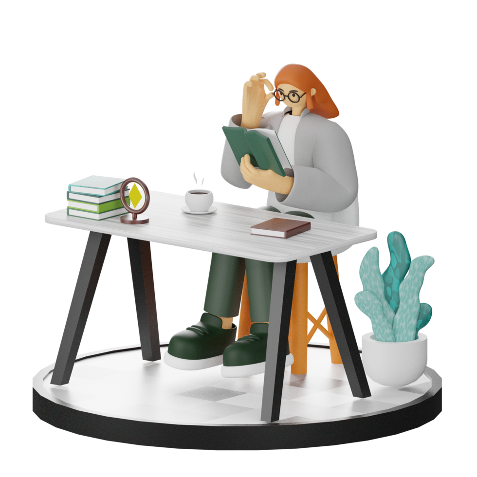 3D Illustrations of the Joy of Reading png