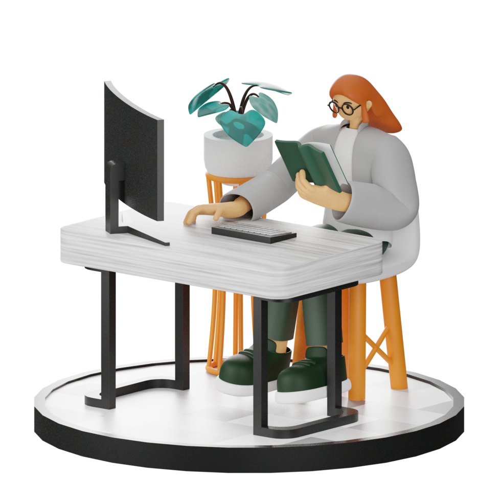 3D Illustrations of the Joy of Reading png