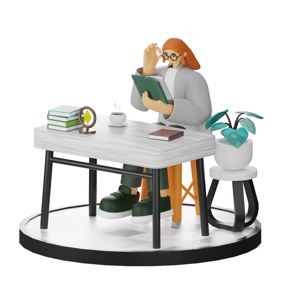 3D Illustrations of the Joy of Reading png