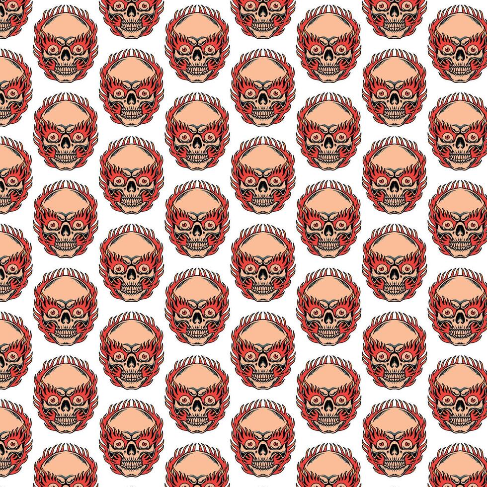 burning skull pattern design vector
