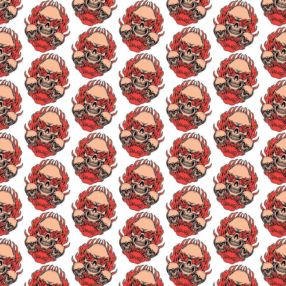 flaming skulls pattern design vector