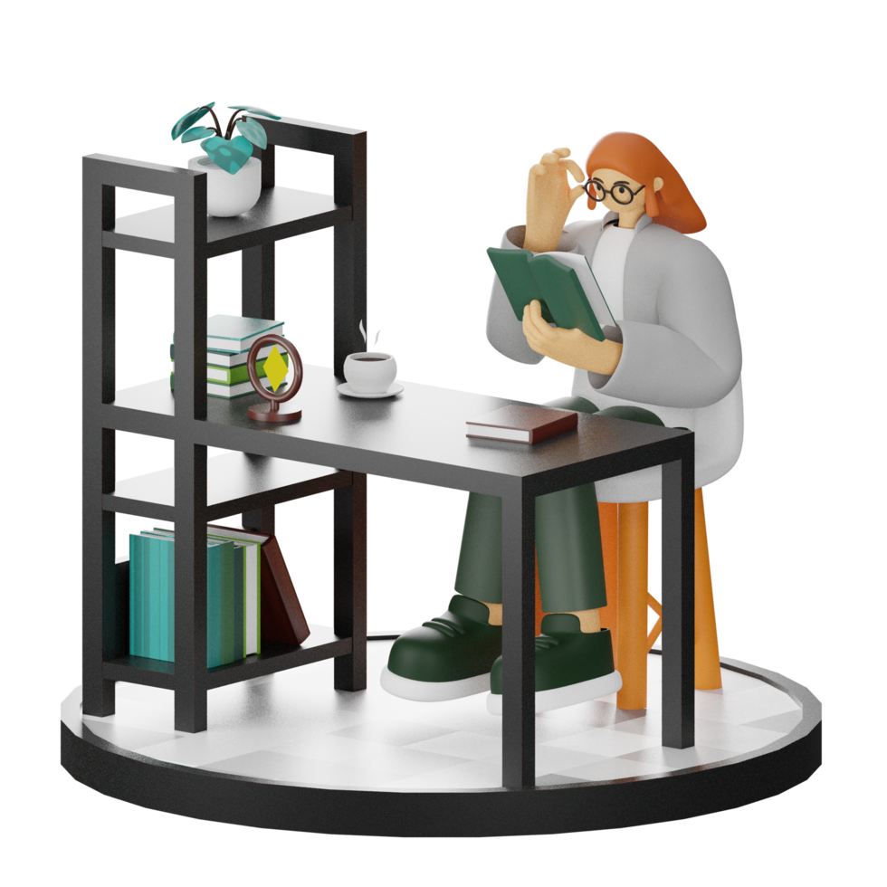 3D Illustrations of the Joy of Reading png