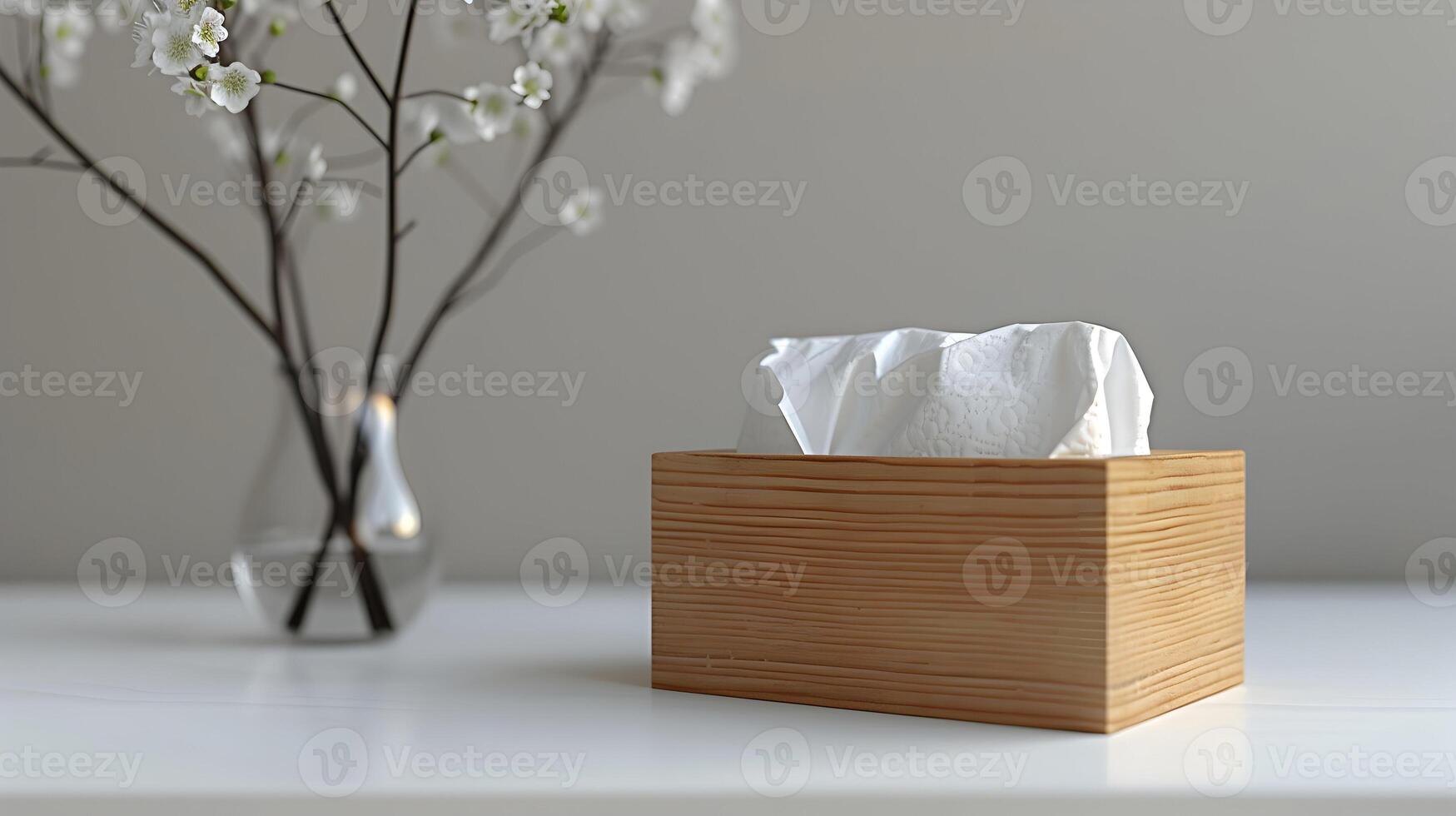 3d Flat cartoon style as Tissue box cover isolated on white background concept as A stylish tissue box cover isolated on a white background representing home decor functionality an photo
