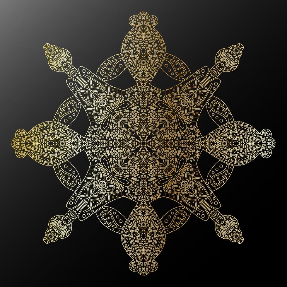 golden snowflake art vector