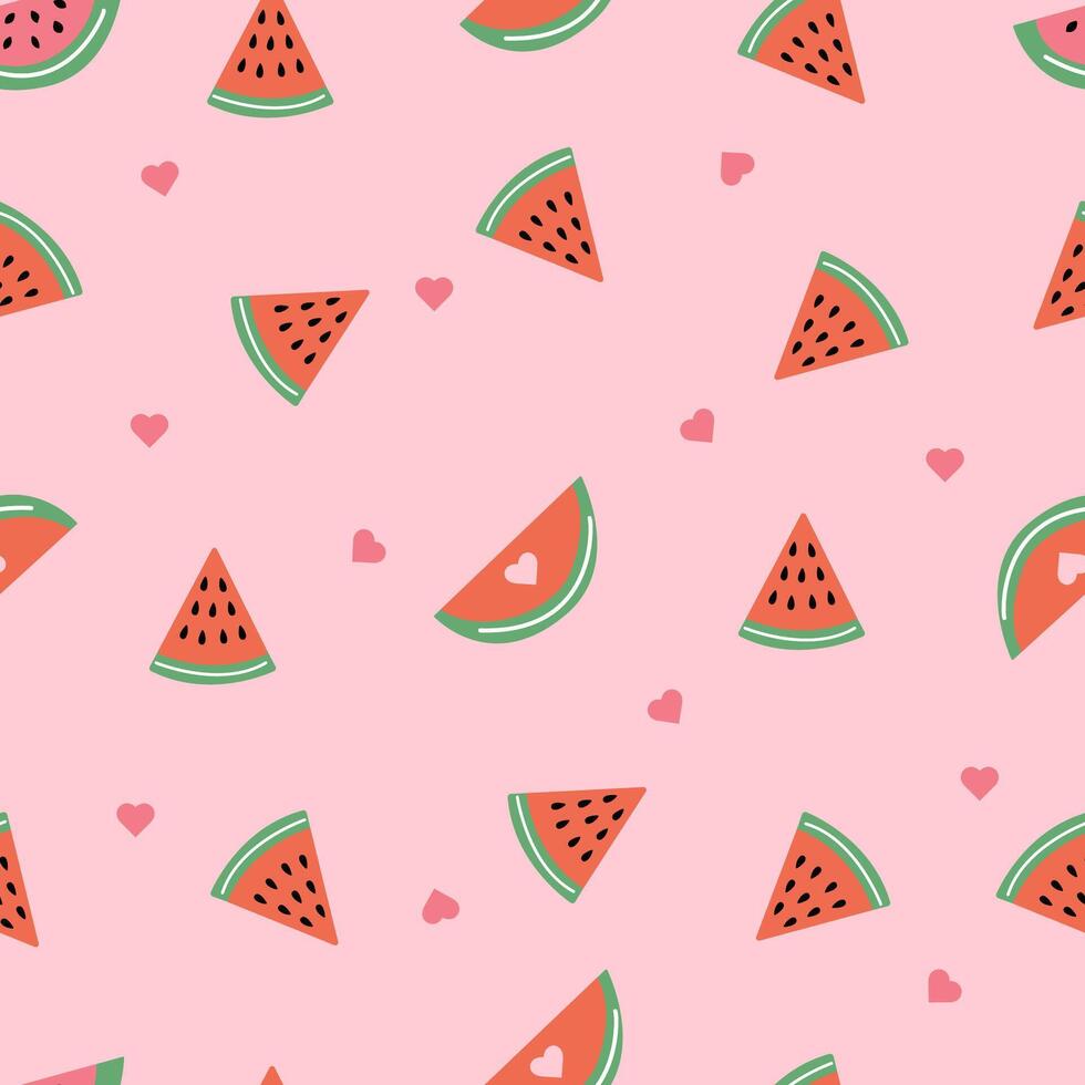 Seamless bright pattern of watermelons. Suitable for backgrounds, wallpapers, fabrics, textiles, wrapping paper, printed materials and more. vector