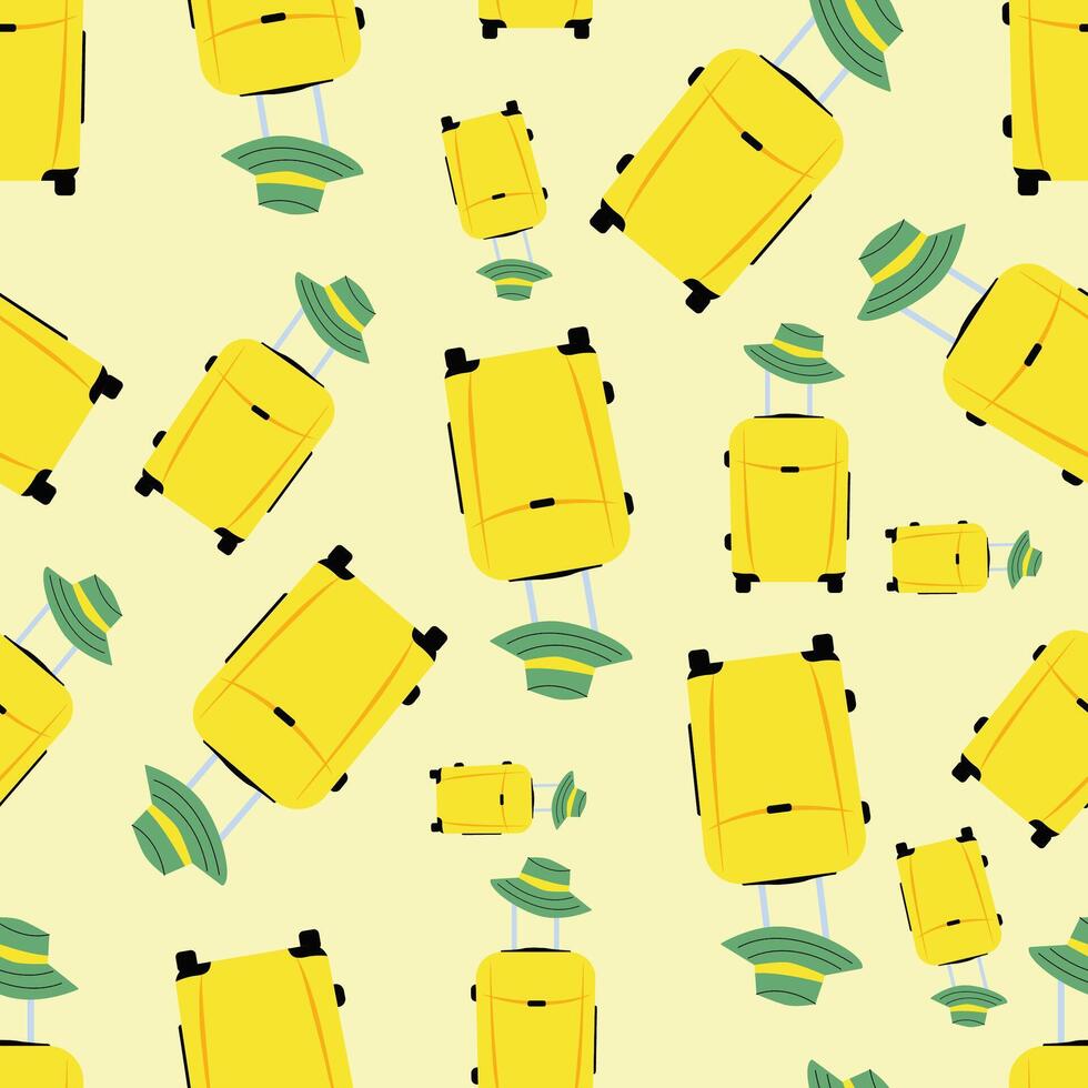 Travel seamless background with suitcase. vector