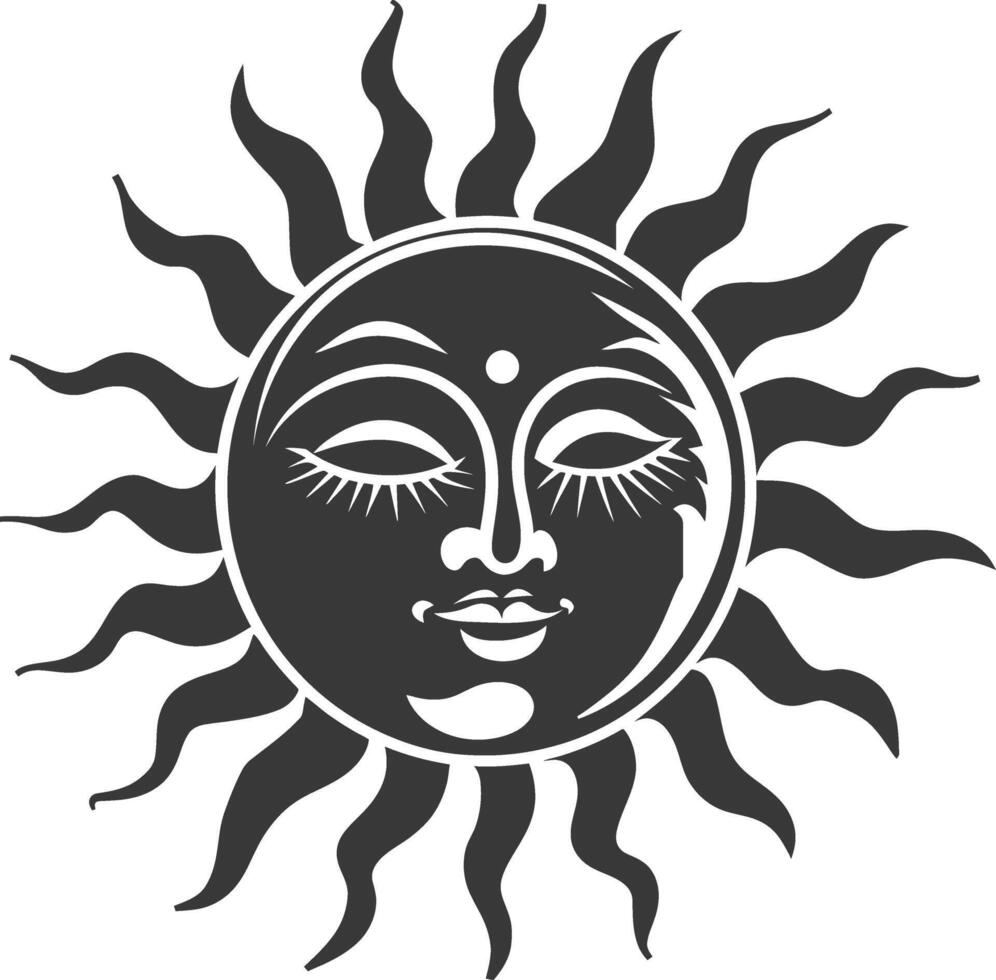 silhouette logo or symmbol of sun black color only vector