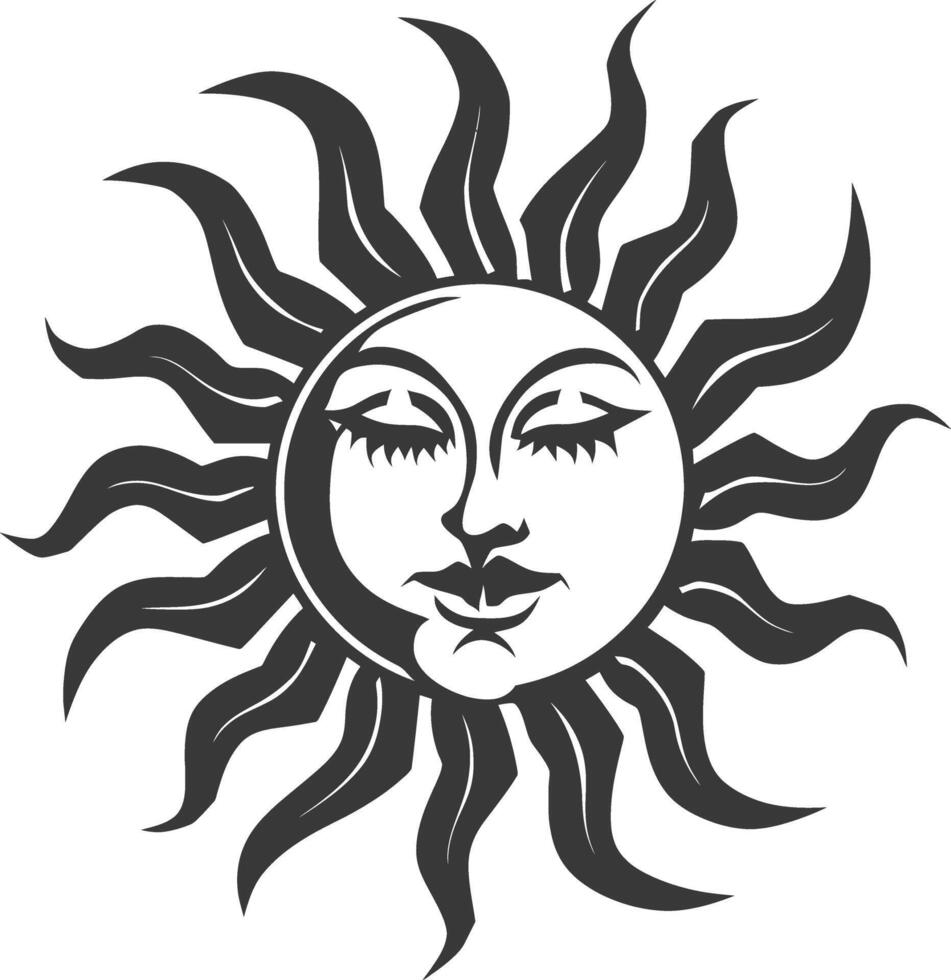 silhouette logo or symmbol of sun black color only vector