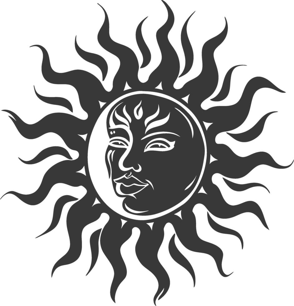 silhouette logo or symmbol of sun black color only vector