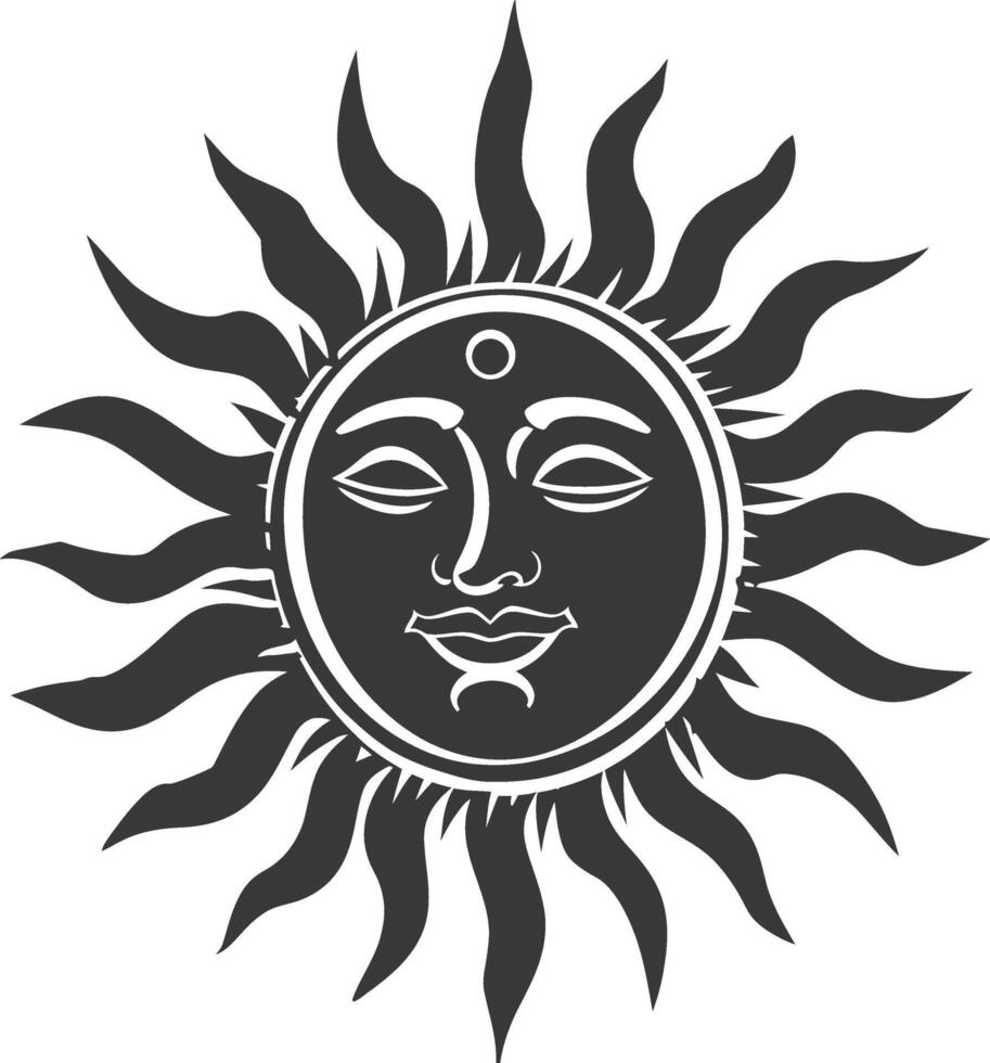 silhouette logo or symmbol of sun black color only vector