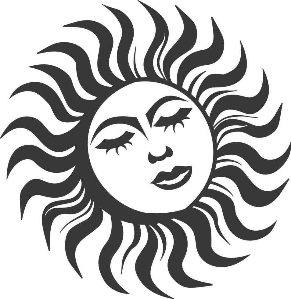 silhouette logo or symmbol of sun black color only vector