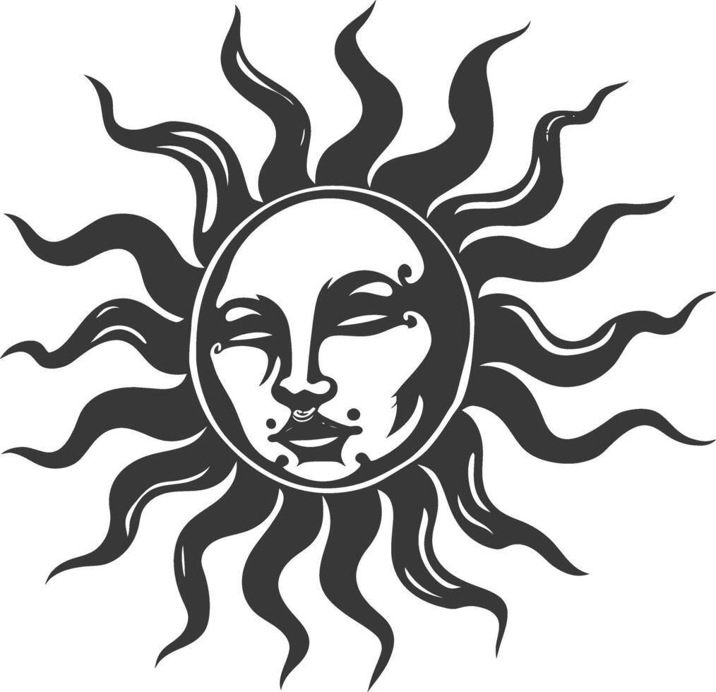 silhouette logo or symmbol of sun black color only vector