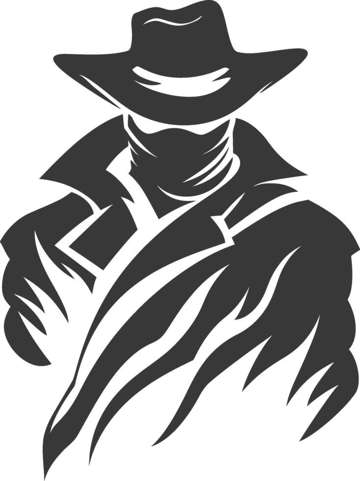 silhouette mysterious man in a cloak black color only vector