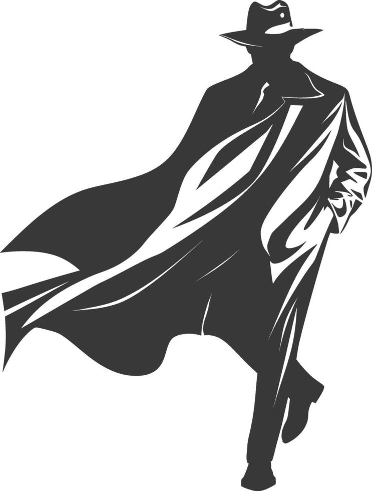 silhouette mysterious man in a cloak black color only vector