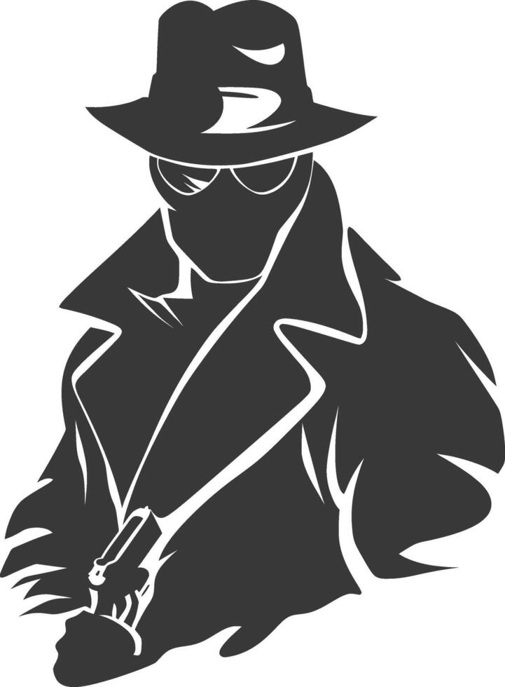 silhouette mysterious man in a cloak black color only vector