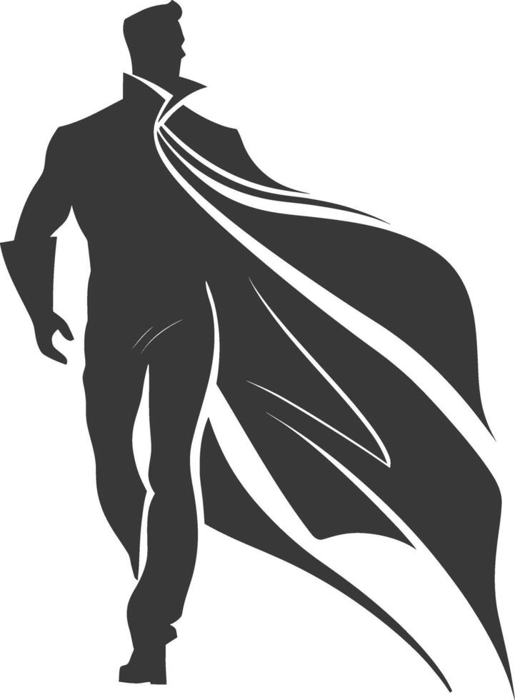 silhouette mysterious man in a cloak black color only vector