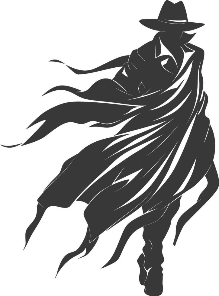 silhouette mysterious man in a cloak black color only vector