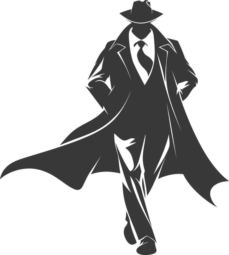silhouette mysterious man in a cloak black color only vector