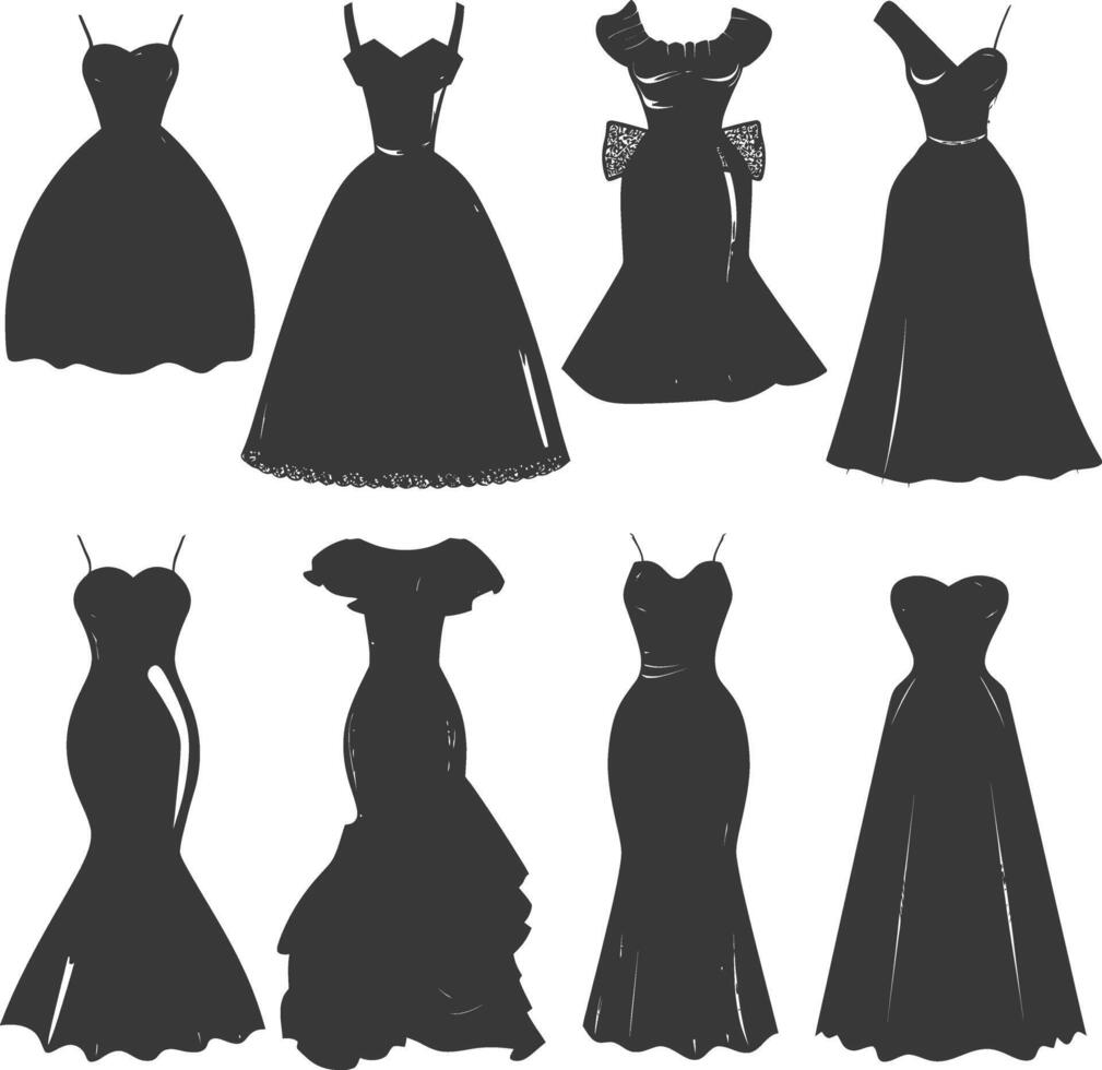 silueta mujer vestidos negro color solamente vector