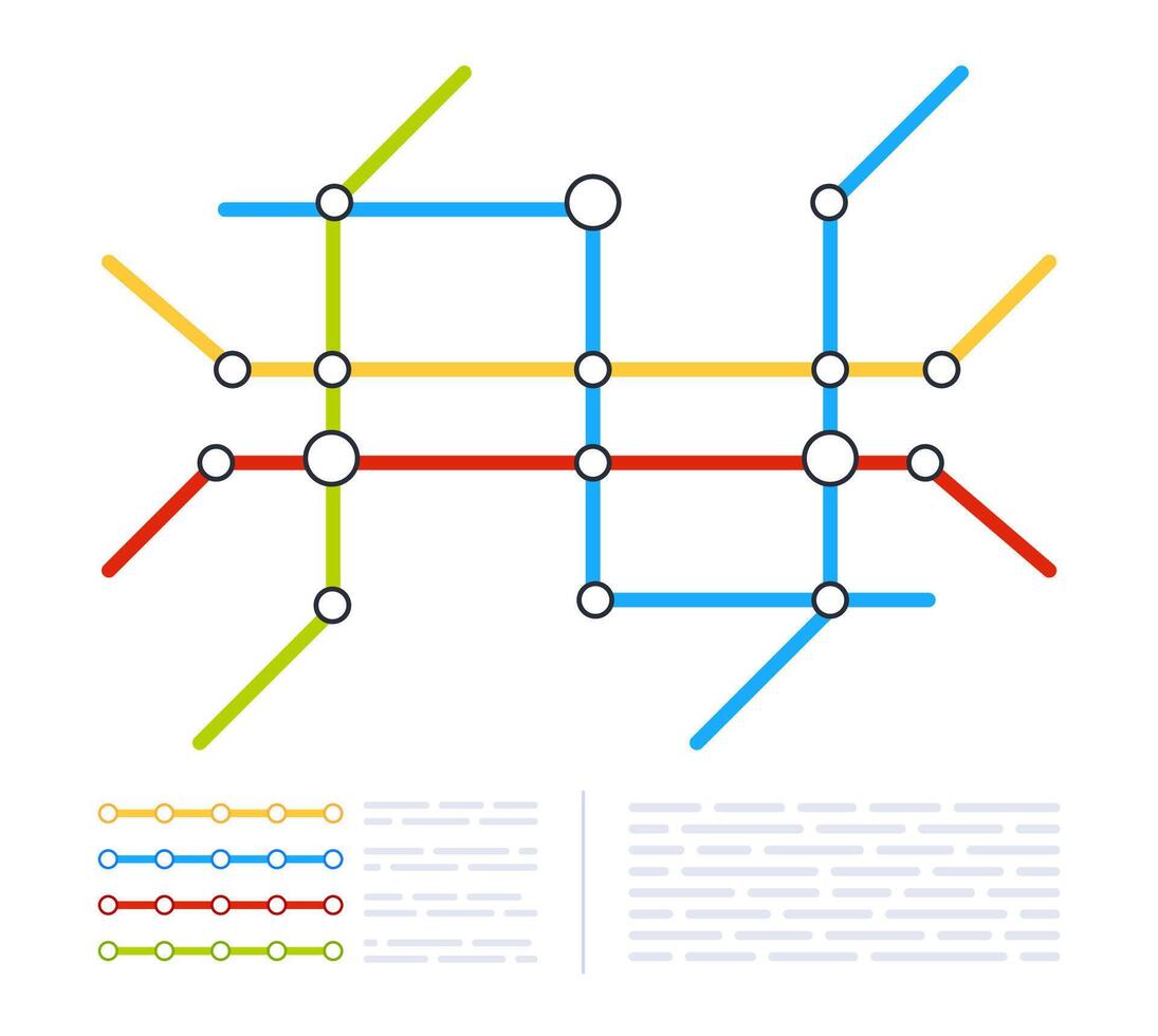 Metro subway city map. Underground transport system. Public transport vector