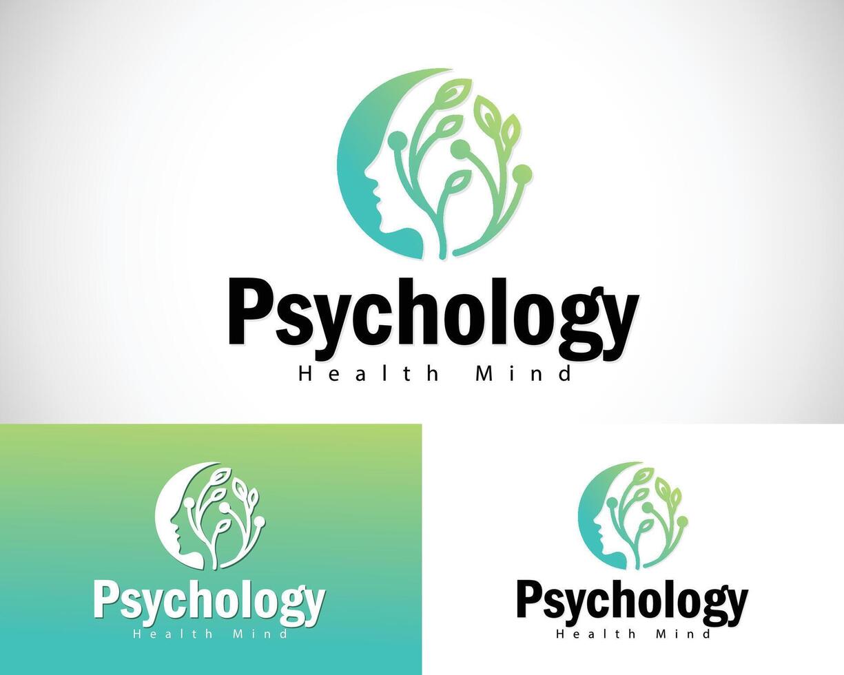 Psychology logo creative health mind mental smart nature leave design concept vector