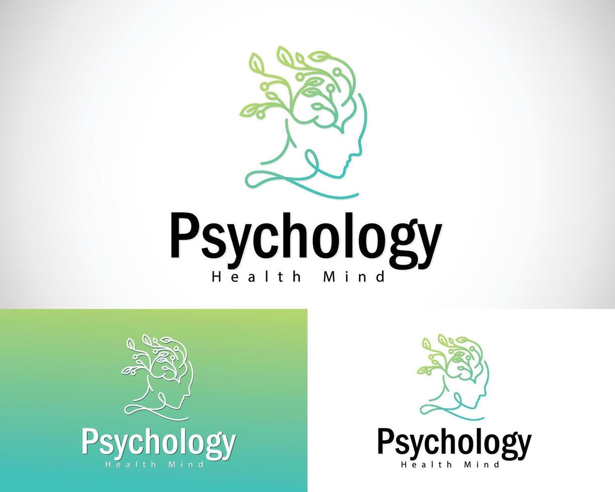 Psychology logo creative health mind mental smart nature leave design concept vector