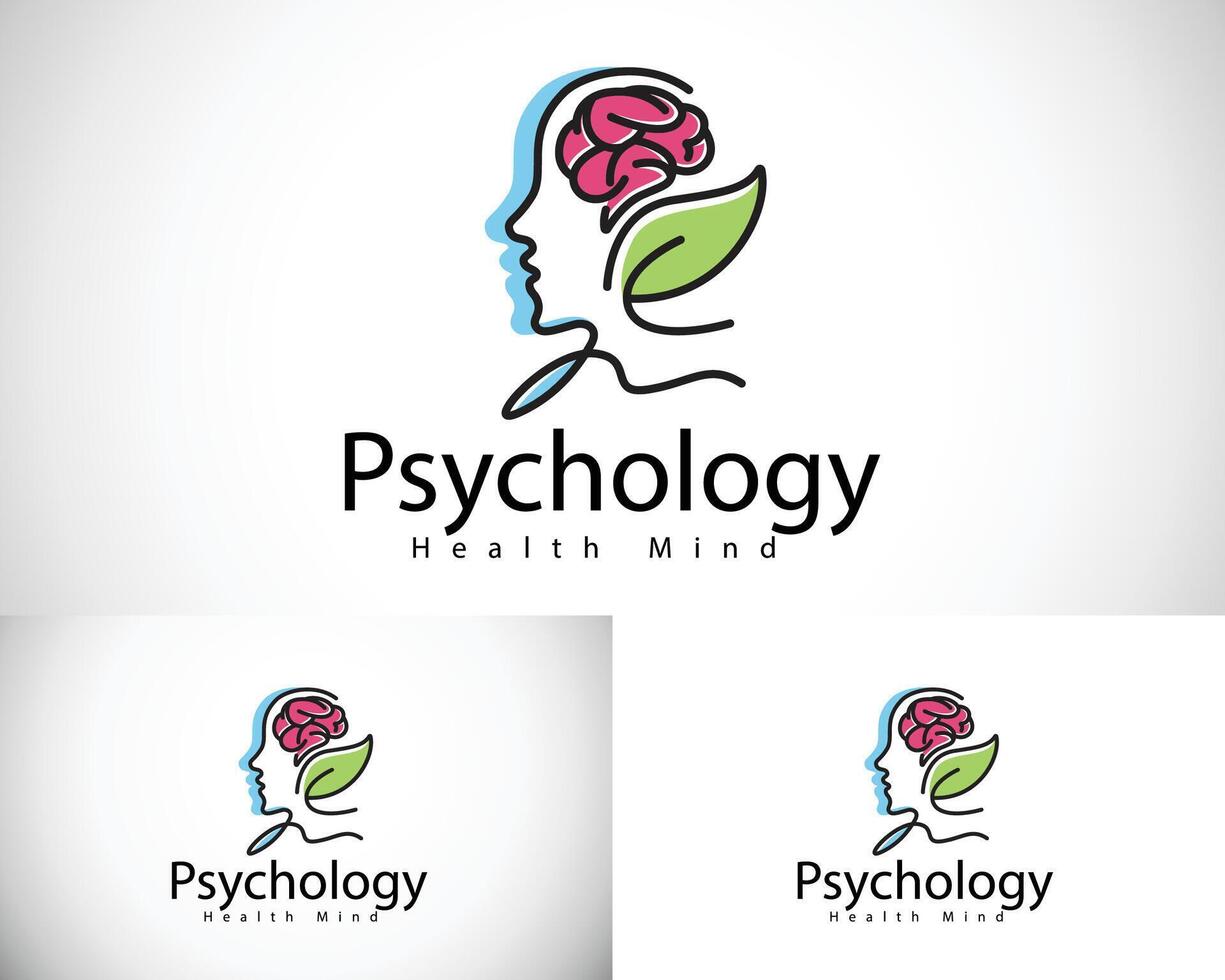 Psychology logo creative health mind mental smart nature leave design concept vector