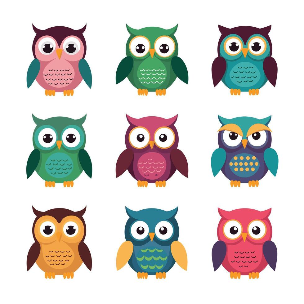 Cute cartoon owl funny animal. illustration. vector