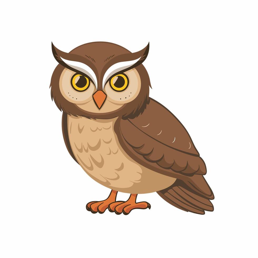 Cute cartoon owl funny animal. illustration. vector