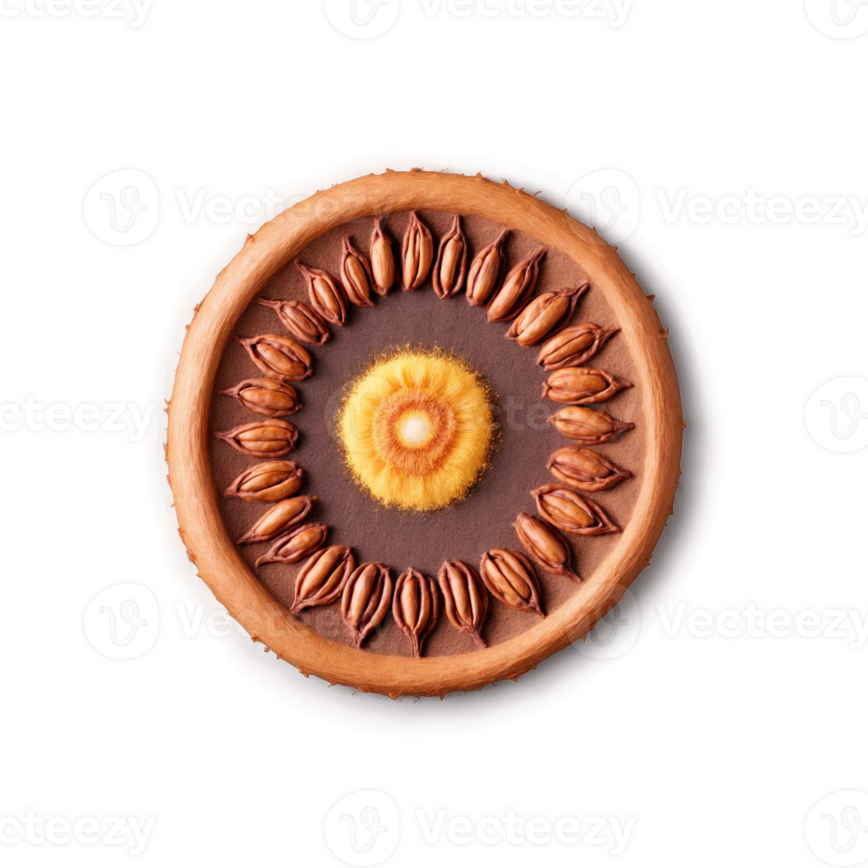 Tamarind mandala a sour circular design of tamarind pods with powder scattering and steam rising png
