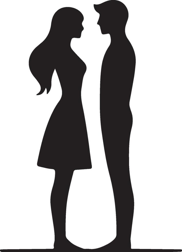 Couple silhouette set falling in love different poses isolated on white background vector