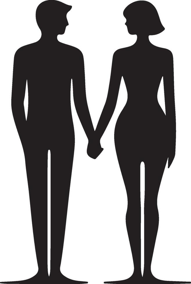 Couple silhouette set falling in love different poses isolated on white background vector