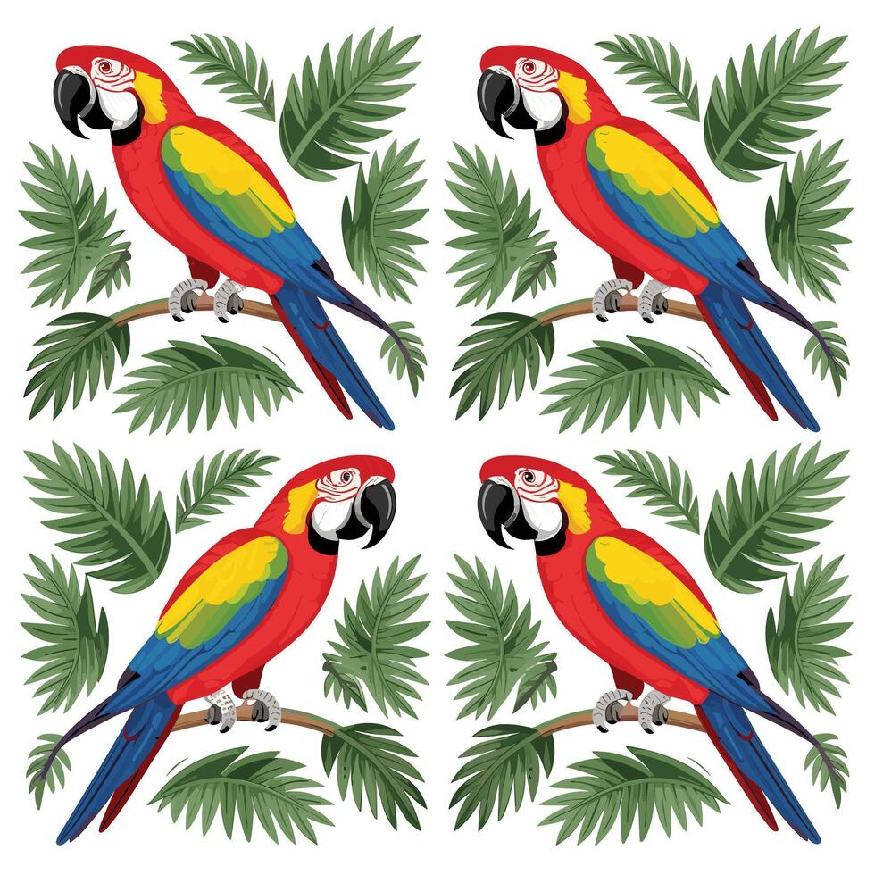 Set of Cute Parrot cartoon collection, isolated on white background vector