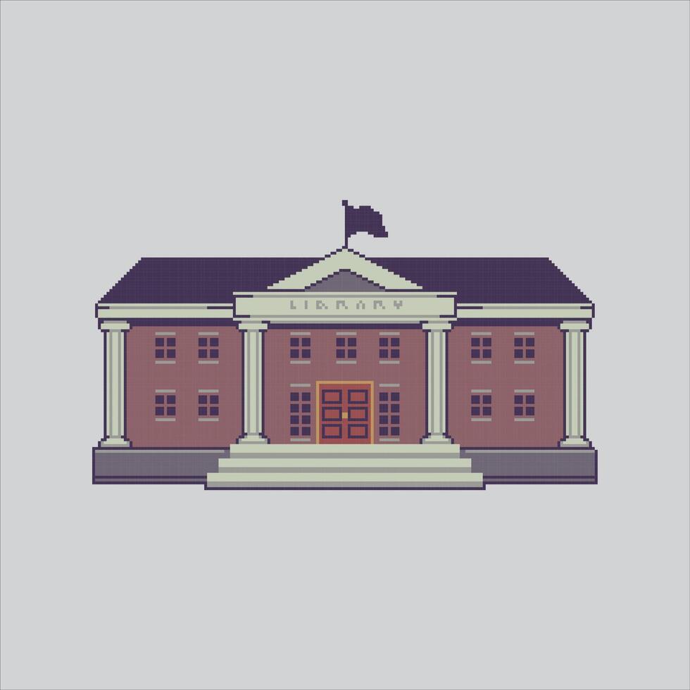 Pixel art illustration Library. Pixelated Library. Library Building pixelated for the pixel art game and icon for website and game. old school retro. vector