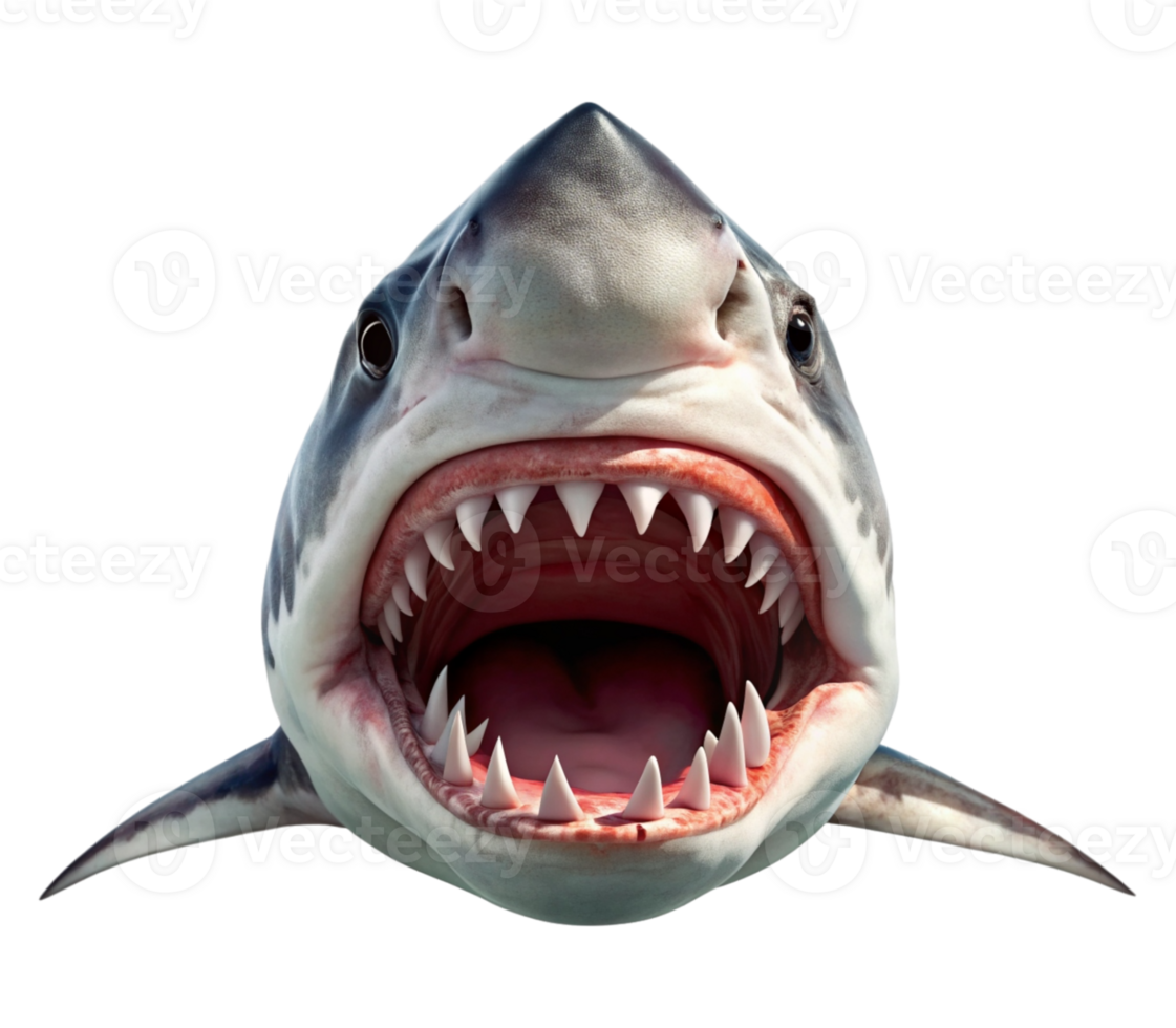 Frontal shark with open mouth colored and colored png