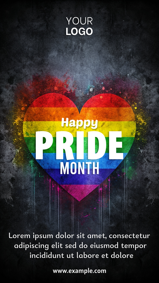 A poster for Pride Month featuring a rainbow heart psd